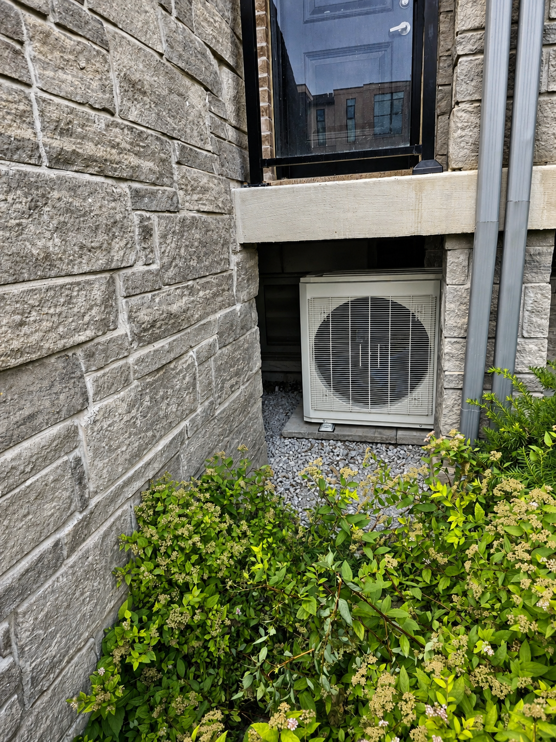 AC unit installed in residential outdoor space